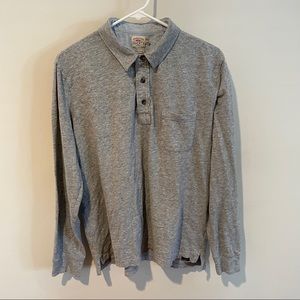 Faherty luxe heathered gray long sleeve polo pocket large